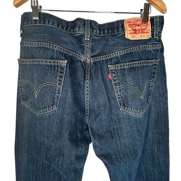 NEW Levi 559 Jeans W 36 L 34 Blue Denim Relaxed Straight Leg Mens Deep Pockets - Picture 5 of 10